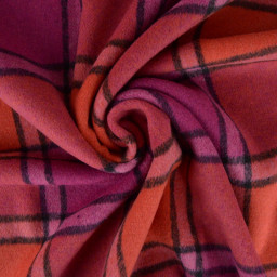 Tissu Lainage manteau leger - Tartan Fuchsia