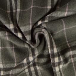 Tissu Lainage manteau leger - Tartan Kaki