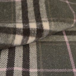 Tissu Lainage manteau leger - Tartan Kaki