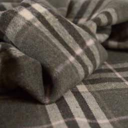 Tissu Lainage manteau leger - Tartan Kaki