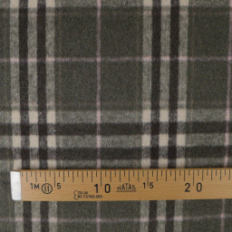 Tissu Lainage manteau leger - Tartan Kaki