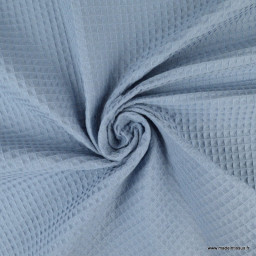 Tissu nid d'abeille bleu Baltique - Oeko tex