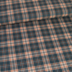 Popeline de coton Dixon Tartan bleu et écru