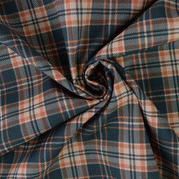 Popeline de coton Dixon Tartan bleu et écru