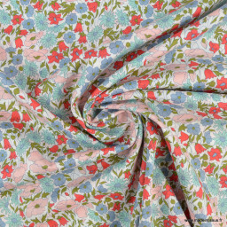 Tissu Liberty Poppy and Daisy Bleu, vert et rose