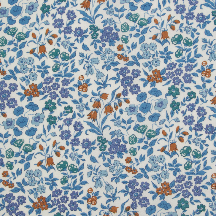 Tissu Liberty Lilibet bleu et Camel - oeko tex