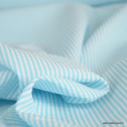 Tissu seersucker à rayures Turquoise et blanc