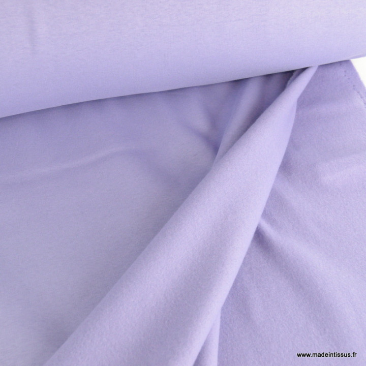 Tissu molleton sweat uni Lilas - oeko tex