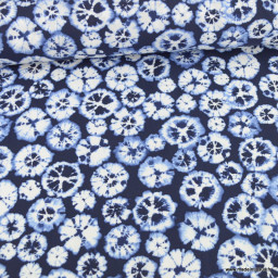 Tissu popeline de Viscose tie and dye bleu indigo