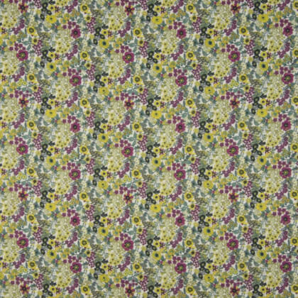 Tissu style Liberty Loéline Jaune et Prune - Oeko tex