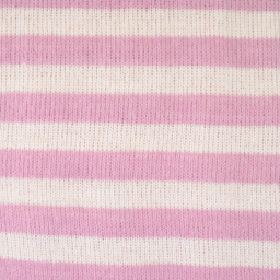 Tissu maille tricot à rayures coloris rose et écru