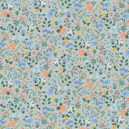 Tissu Rifle Paper motif fleurs fond céladon - collection Curio