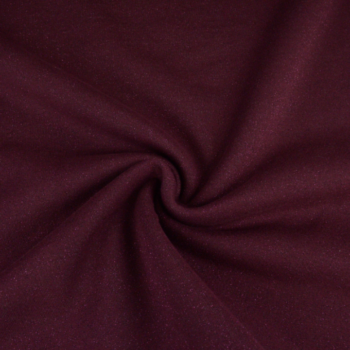 Tissu sweat lurex bordeaux - oeko tex