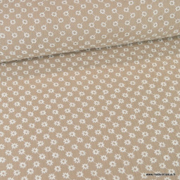 coupon 130cm de Tissu Double gaze brodée Linda coloris Beige - oeko tex