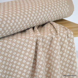 Tissu Double gaze brodée Linda coloris Beige - oeko tex